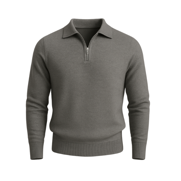 classic Half Zipper Knitted Polo Shirt