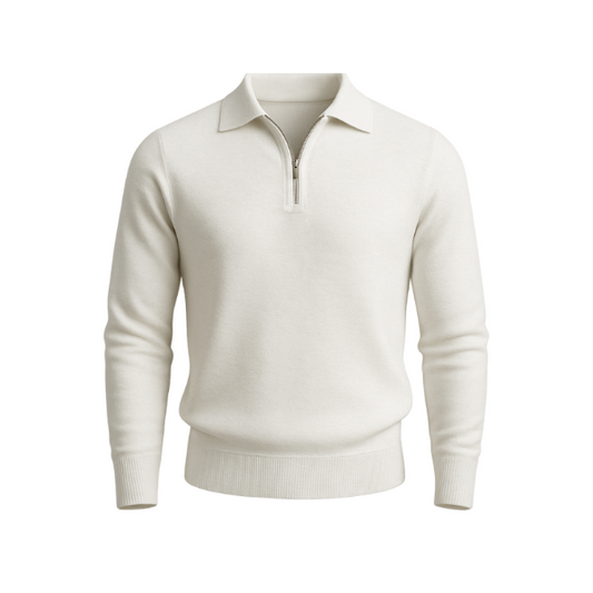 classic Half Zipper Knitted Polo Shirt