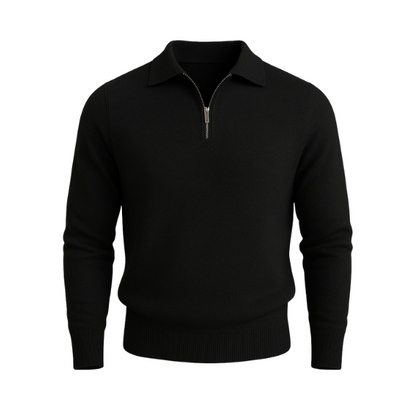 classic Half Zipper Knitted Polo Shirt