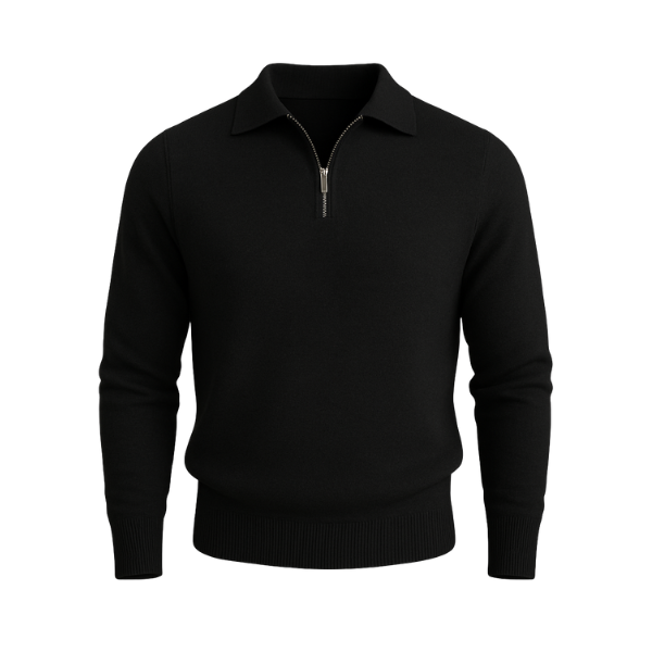 classic Half Zipper Knitted Polo Shirt