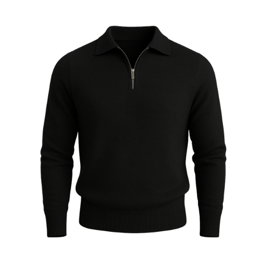 classic Half Zipper Knitted Polo Shirt