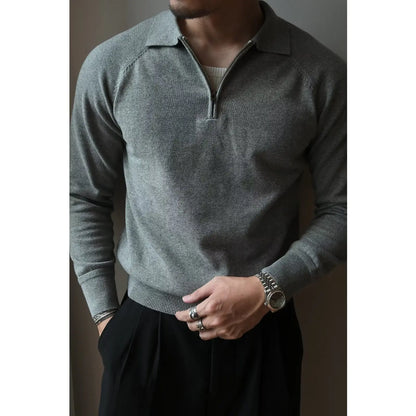 classic Half Zipper Knitted Polo Shirt